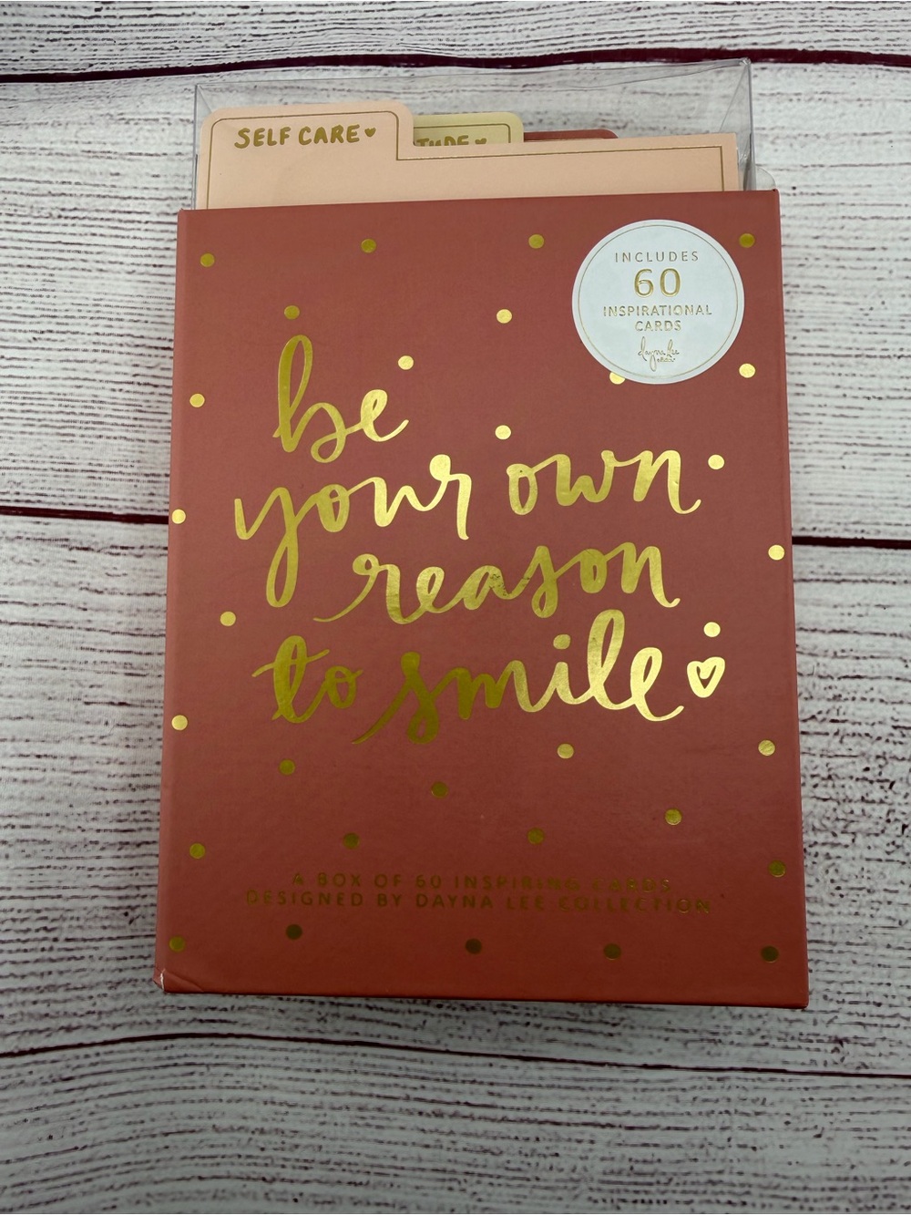 'Be Your Own Reason to Smile' Inspirational Card Box - Rust Gold